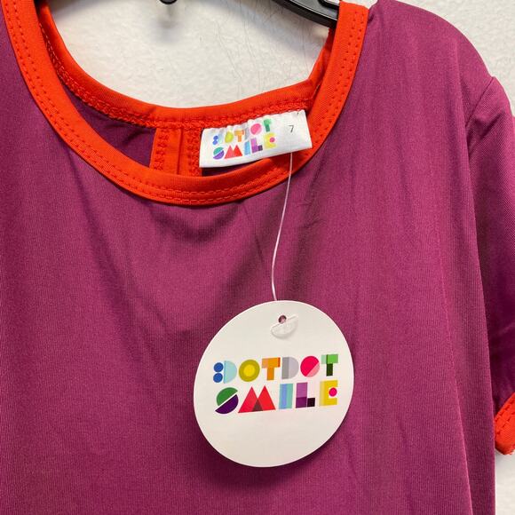 Dot Dot Smile Girls Purple & Teal Flapper Short Sleeve Dress Size 7 - Picture 2 of 4